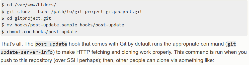 A series of commands creating a git repository
